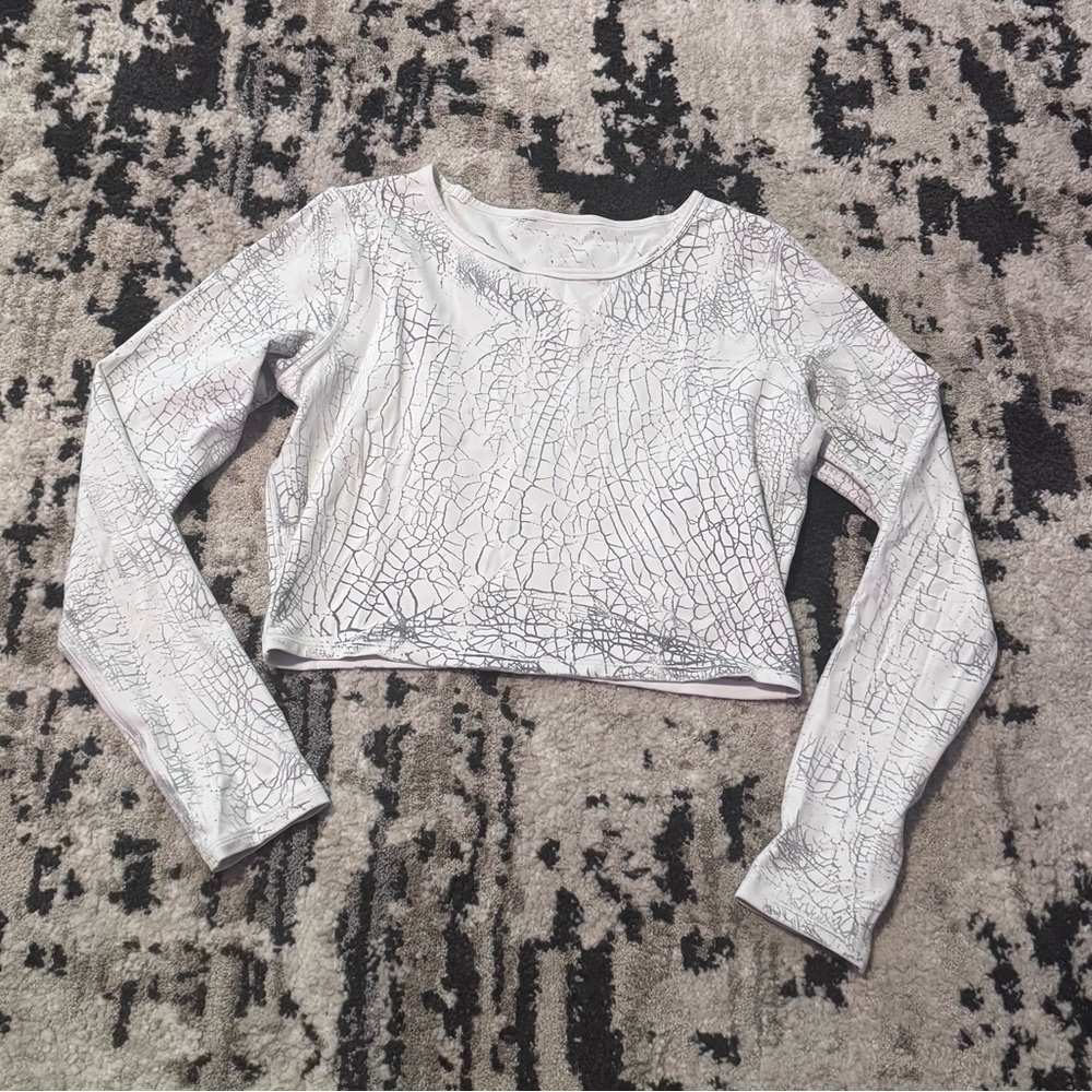 Lululemon Wunder Train Cropped Long Sleeve Shirt Crackle Glaze